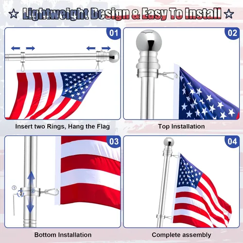 Vista 5 de Anillos giratorios de asta de bandera de 1 pulgada, clips giratorios de aleación de aluminio anti-envoltura de 360°, anillos giratorios de montaje