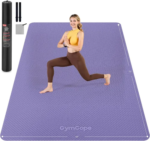 Vista 9 de Tapete de yoga extra grande – 72 x 48 pulgadas o 78 x 57 pulgadas, 1/4 a 1/2 pulgadas de grosor para mujeres y hombres, tapete de pilates