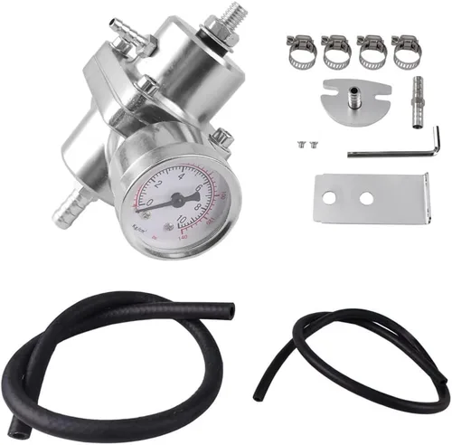 Vista 9 de BARTOO Kit universal de regulador de presión de combustible ajustable, regulador de combustible de aluminio, regulador de presión de inyección