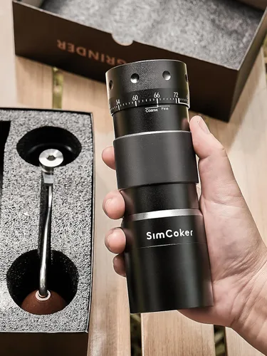 Vista 6 de Molinillo de café manual con ajuste externo de 16 μm, Molinillo de precisión para café expreso y vertido, Fresa cónica de acero inoxidable CNC