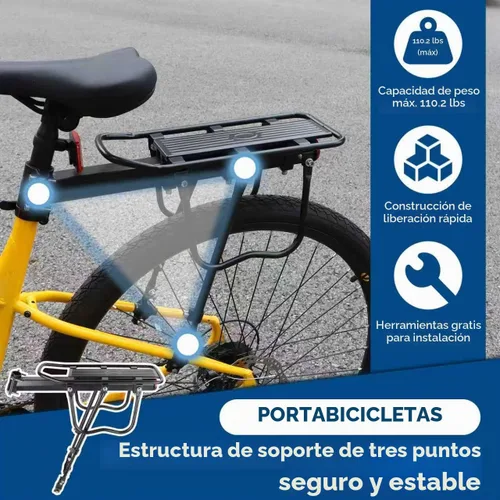 Vista 4 de MEGHNA Portabicicletas de gran capacidad, estable, para bicicleta trasera, ajuste universal desmontable para la mayoría de las bicicletas, fácil