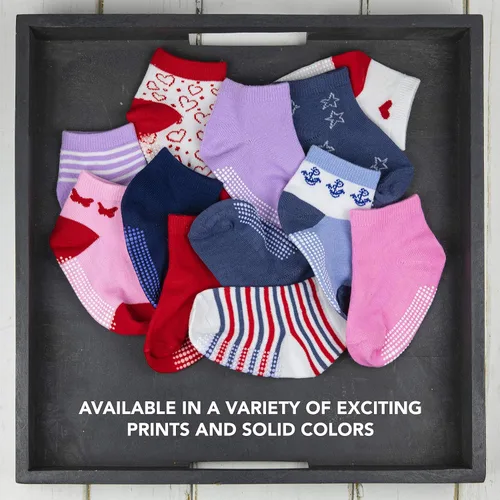 Vista 6 de Debra Weitzner 12 Pairs Non-Slip Toddler Socks With Grips for Baby Boys and Girls Anti-Slip Crew Socks for Infants and Kids