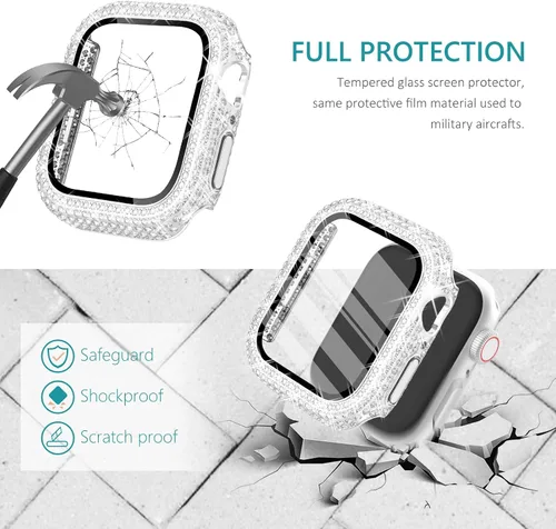 Vista 278 de Surace Bling - Carcasa con protector de pantalla para Apple Watch Series 3, 2, 1 de 1.496 pulgadas