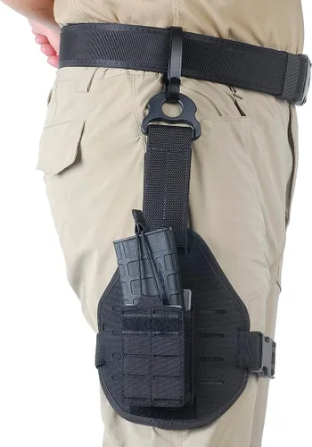 Vista 5 de Molle táctico corte láser plataforma de pierna caída universal panel de pierna caída con cinturón ajustable de gancho y bucle y soporte de llavero