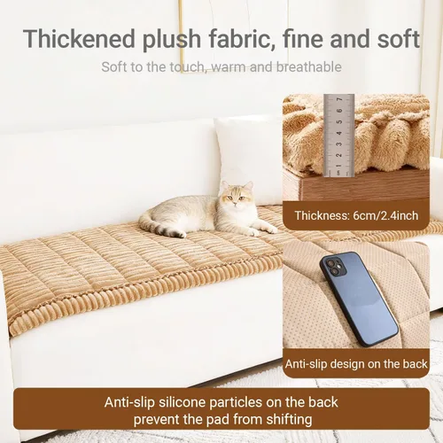 Vista 2 de Funda de sofá para mascotas y perros, lavable, antideslizante, protector mullido para sofá de 3 plazas, apto para mascotas, protector para sofás