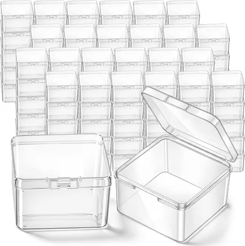 Vista 48 de 6 piezas de mini contenedores de almacenamiento de cuentas de plástico transparente para recolectar artículos pequeños, cuentas, joyas, tarjetas