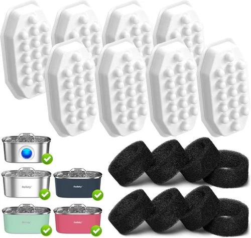 Vista 8 de Fuente de agua para gatos de acero inoxidable: fuente para gatos de 108 oz/3.2L para beber con filtro - Fuentes de agua para mascotas para gatos