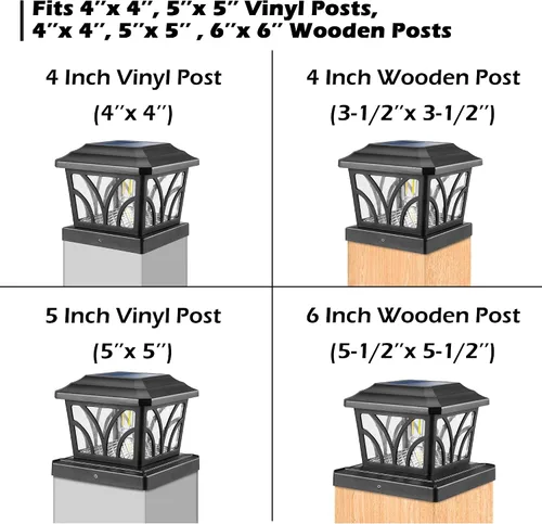 Vista 3 de LeiDrail Luces solares para postes al aire libre, 2 modos de aluminio con tapa de valla solar Edison para postes de vinilo de madera de 4 x 4, 5 x