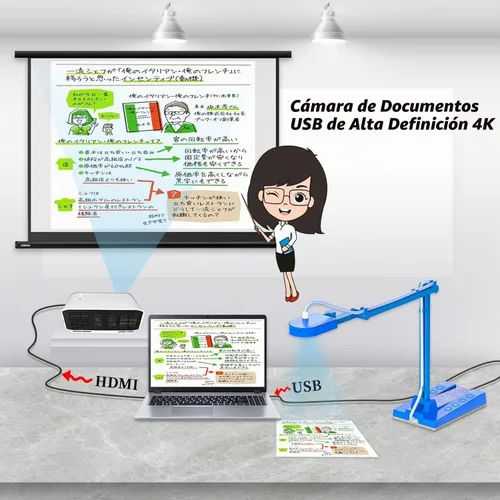 Vista 5 de TreasLin Cámara de documentos, cámara de documentos USB de 10 MP para profesores, cámara aérea de aprendizaje remoto, presentaciones en el aula