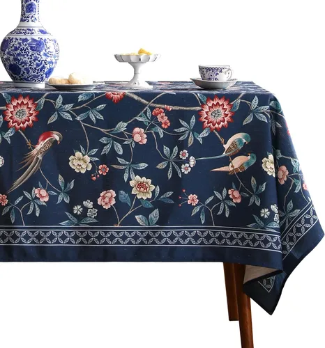 Vista 54 de [Usado] patdrea Mantel largo de lino de diseño verde para mesa rectangular, mantel vintage transpirable con patrón de frutas amarillas, funda