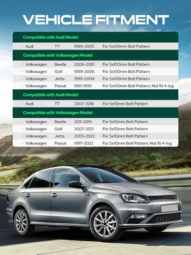 Vista 3 de YHTAUTO adaptadores para ruedas con buje céntrico 5x100/5x112mm, 20mm, compatibles con modelos Audi, Volkswagen, TT, Beetle, Golf, Jetta, Passat