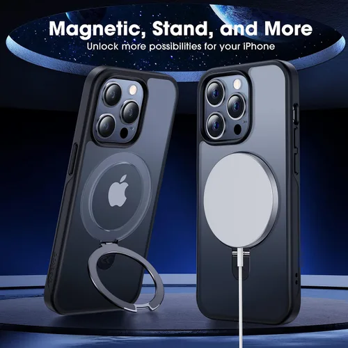Vista 9 de CASEKOO - Funda diseñada para iPhone 14 Pro con soporte magnético invisible [protección contra caídas de grado militar] [compatible con MagSafe]