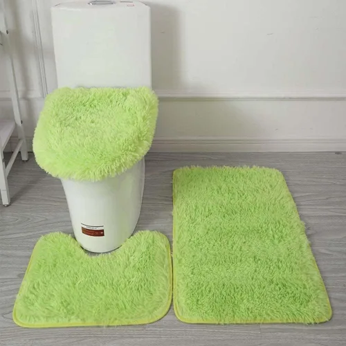 Vista 15 de Juego de 3 tapetes de baño para baño, suaves, antideslizantes, suaves, en forma de U, tapete para inodoro, tapete de baño y tapa de inodoro