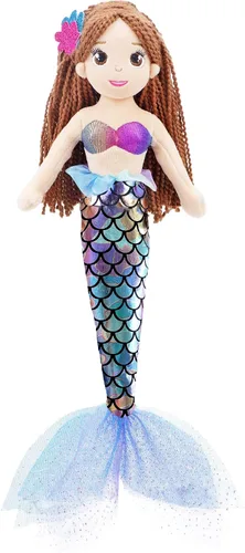 Vista 6 de June Garden 16.5" Sirena brillante Aurelia - Muñeca de felpa suave y brillante para regalo para niñas pequeñas