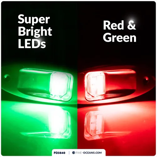 Vista 7 de Five Oceans Luces de navegación para barcos, luz de arco LED, luces de navegación para barcos rojas y verdes, luz lateral de montaje vertical, 12 V