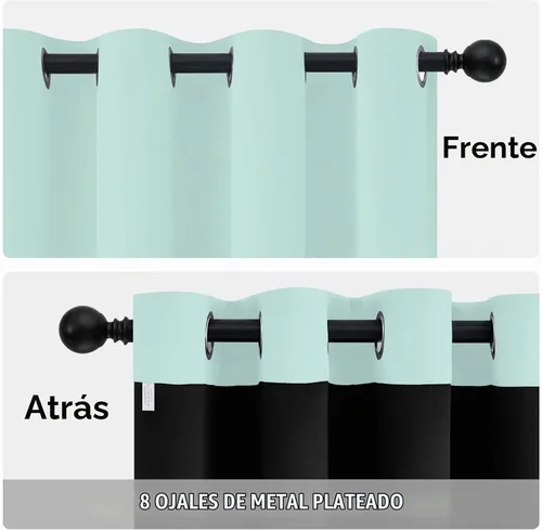 Vista 6 de Yakamok Cortinas 100% opacas para dormitorio, 63 pulgadas de largo, cortinas de bloqueo de luz total con respaldo negro, paneles de ojales sólidos