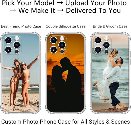 Vista 2 de Funda de teléfono con imagen personalizada para iPhone 17/16/15/14/13/12/11 y modelos (Air/Pro/Pro Max/Plus/Mini/XR/XS) - con bolsa de aire