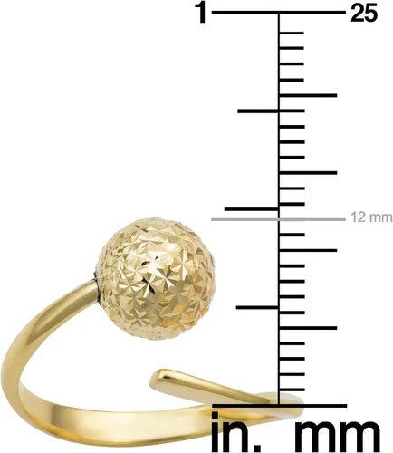 Vista 3 de Kooljewelry Anillo de oro amarillo de 14 k de 0307in con corte de diamante ajustable de tamaño 5 a tamaño 7