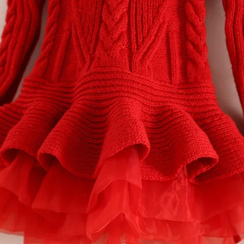 Vista 5 de Vestido suéter largo de invierno para niña, tutú