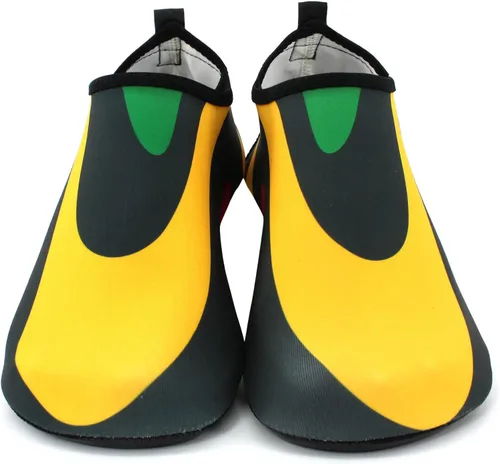 Vista 4 de VOARYISA Zapatos de agua para mujeres y hombres de secado rápido, zapatos de playa para surf al aire libre, yoga, ejercicio, bandera de Jamaica