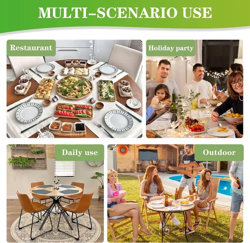 Vista 9 de LUSHVIDA - Mantel ajustable de vinilo para mesa redonda, impermeable y con borde elástico, mantel de plástico