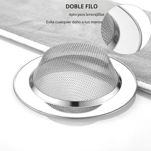 Vista 3 de LASSHSWA 2 piezas de colador de fregadero de cocina de acero inoxidable, colador de drenaje de fregadero de cocina, coladores de fregadero con borde