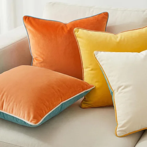 Vista 2 de Mecatny Juego de 4 fundas de almohada de terciopelo de 18 x 18 pulgadas, fundas de almohada decorativas suaves y coloridas para sofá, sala de estar