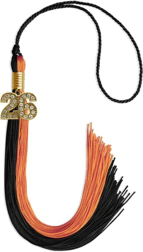 Vista 100 de Endea Graduation Borla de doble color con dije dorado (negro/oro brillante, 2022)