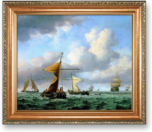 Vista 79 de A&T ARTWORK A Brisk Breeze por Willem van de velde Reproducciones de pintura de velero, impresiones en lienzo giclée para decoración del hogar, 20 x