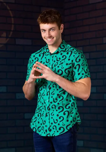 Vista 3 de Camisa con botones para adultos The Riddler