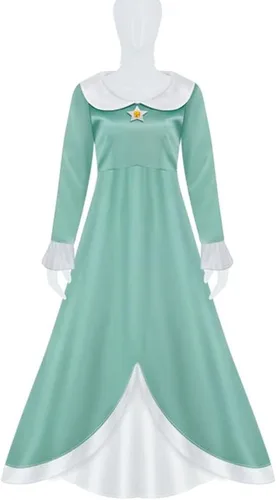 Vista 2 de PAINEOMN Vestido de princesa para mujer, disfraz de princesa de Halloween, cosplay, corona, aretes, guantes, traje de disfraz para adultos
