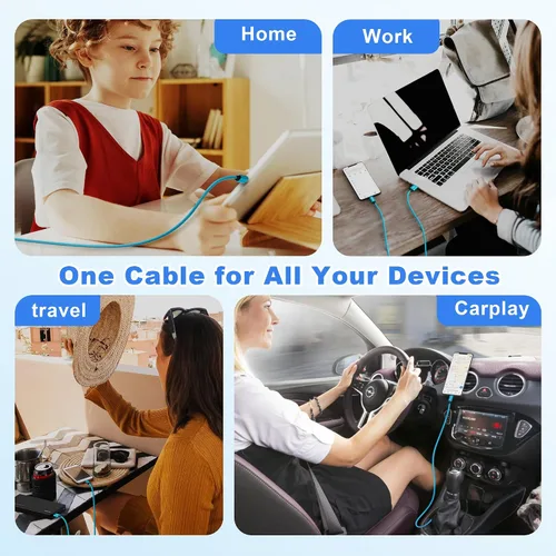 Vista 11 de Bynccea - Paquete de 5 cables USB C de 10 pies tipo C cargador de carga rápida de nailon trenzado USB A a USB C cable para Samsg Galaxy A15 A25 A35
