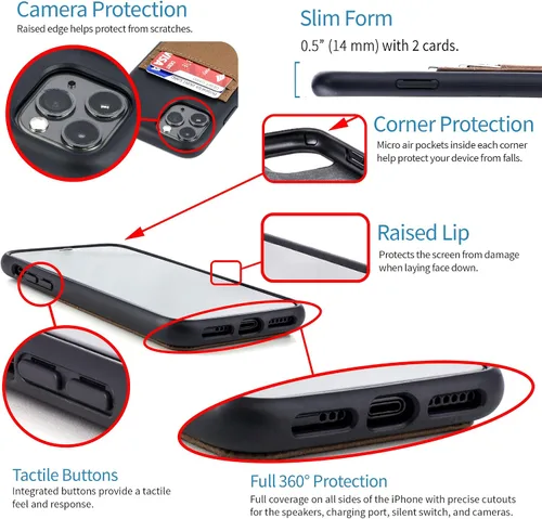 Vista 4 de Dockem BIO - Funda tipo cartera para iPhone 11 Pro: materiales amigables, montaje magnético y 2 ranuras para tarjetas de crédito
