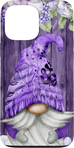 Vista 24 de Cute Purple Aesthetic Anemones Flower Pattern Lavender Gnome Case for iPhone 17