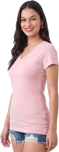 Vista 115 de Emmalise Camiseta de manga corta para mujer, cuello en V, tallas junior y plus