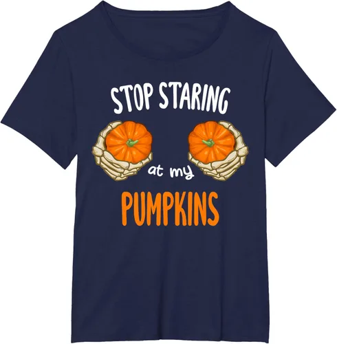 Vista 18 de Stop Staring at My Pumpkins for Hot Witches, camiseta de brasier de Halloween, Negro