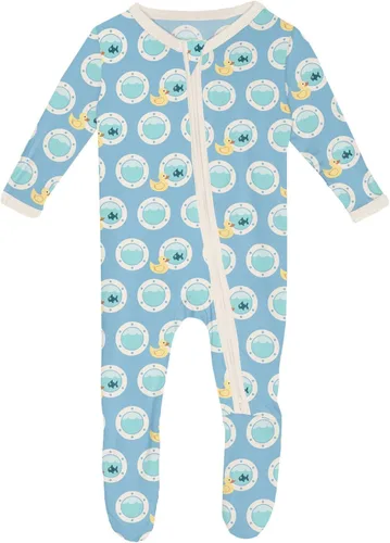 Vista 30 de KicKee Baby & Toddler - Pijama de viscosa ultrasuave de bambú con patas abatibles y puños