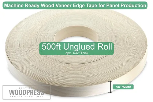 Vista 2 de Chapas de madera de abedul real de 7/8 pulgadas sin pegar, rollo profesional de comercio de 500 pies, molduras lijadas y de vellón para muebles