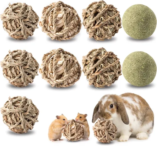 Vista 9 de 11 juguetes para masticar conejo, juguete interactivo de búsqueda de conejo, materiales naturales, esponjas de lufa, bolas de pastos marinos