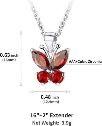 Vista 6 de Aretes de plata de ley con diseño de mariposa para mujeres y niñas, granate, amatista, azul, esmeralda, zafiro, rosa, mariposa, regalo de San