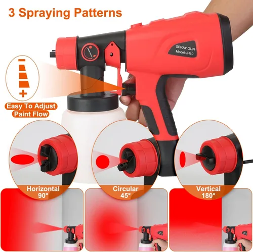 Vista 3 de Moclever - Pulverizador de pintura eléctrico Hvlp de alta potencia con recipiente de 27.1 fl oz, 5 boquillas de cobre y 3 patrones y filtro