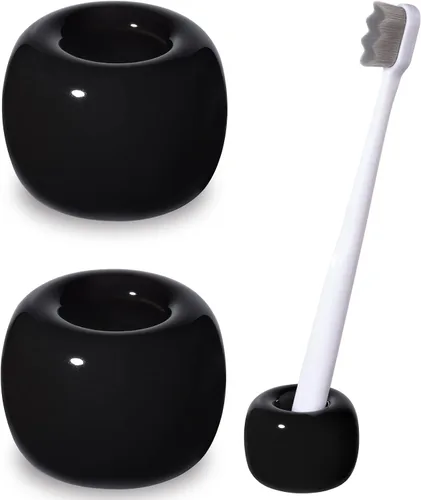 Vista 10 de Urbanstrive - Soporte para cepillo de dientes de cerámicas mini elegante para encimeras de mueble de baño (1 paquete, blanco)