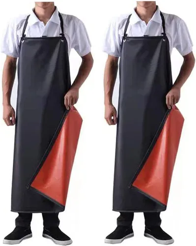 Vista 8 de K Y KANGYUN Delantal de vinilo de goma impermeable negro - 43Hx29W pulgadas ajustable largo negro ligero