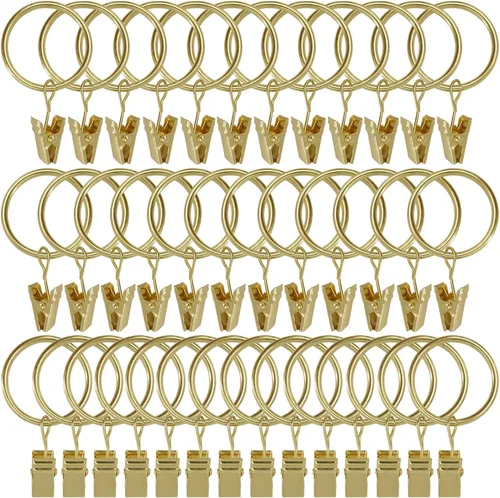Vista 44 de WeeksEight Paquete de 44 anillos de cortina negros con clips, ganchos de cortina, ganchos de clip para colgar cortinas, lazos, sombreros, anillos