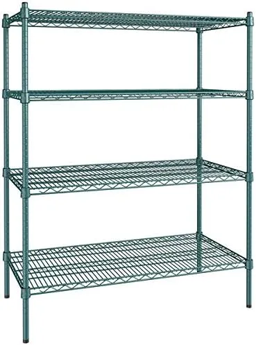 Vista 32 de Kit de 4 estantes de epoxi verde NSF de 21 x 72 pulgadas con postes de 86 pulgadas, estantería de almacenamiento resistente, kit de estantería