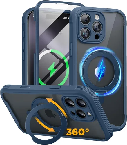 Vista 88 de Miracase - Funda magnética para iPhone 13 Pro Max de 6.7 pulgadas (compatible con MagSafe), transparente, completo, protector de pantalla de vidrio