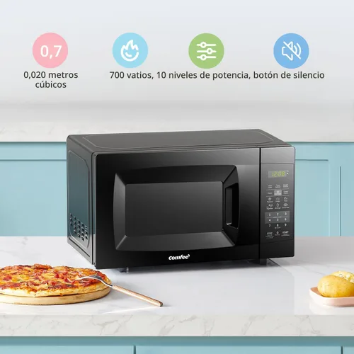 Vista 2 de COMFEE' EM720CPL-PMB - Horno microondas para encimera, con encendido/apagado de sonido, modo ECO y botones sencillos de un solo toque, 0.7 pies Negro