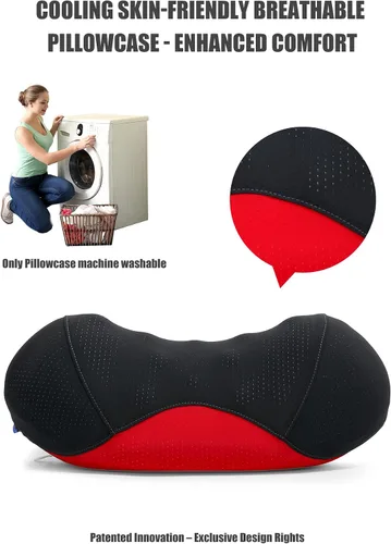 Vista 7 de Bespilow Almohada Cervical de Rollo de Cuello de Doble Capa Patentada - Parte Superior Cómoda + Base de Espuma Viscoelástica Firme, Soporte
