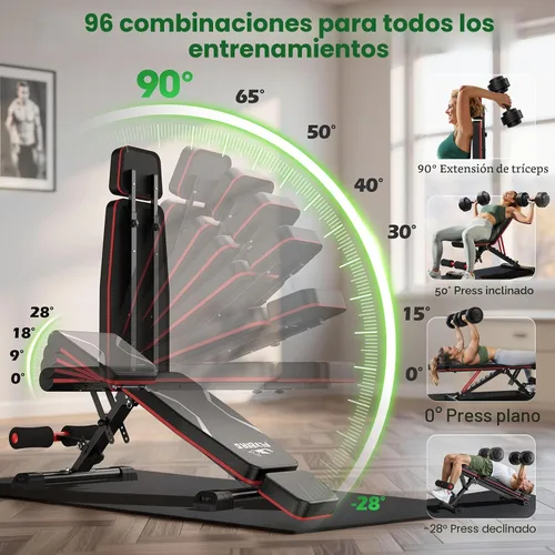 Vista 6 de FLYBIRD Adjustable Weight Bench, Full Body Workout Bench for Home Gym-XL Extended Headrest Fits Users Up to 6'5", 8 Backrest, 4 Seat and 3 Leg Negro