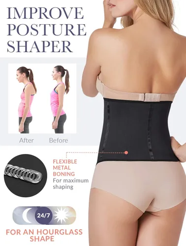 Vista 4 de CURVEEZ Pantalones cortos de entrenamiento de cintura para mujer, moldeadores de abdomen, moldeadores de glúteos, muslos más delgados